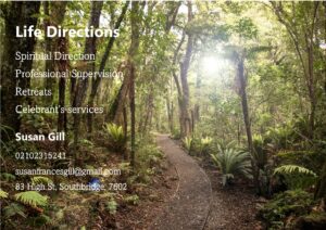 Susan Gill Spiritual Director Christchurch business card